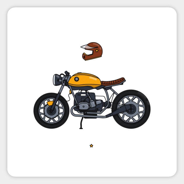 Cafe Racer motorbyke hipster print and speed lovers Sticker by Polikarp308